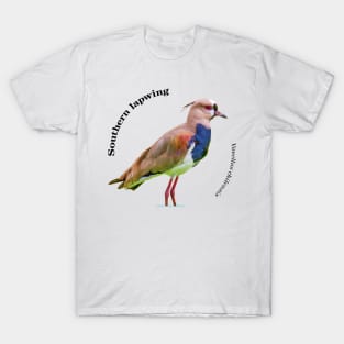 Southern lapwing tropical bird pin black text T-Shirt